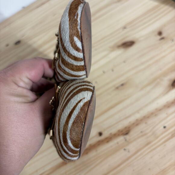 Sam Edelman 8.5 Fur Dyed Cow Hair Felicia Luxe Ballet Shoes Brown Zebra Print - Picture 6 of 11